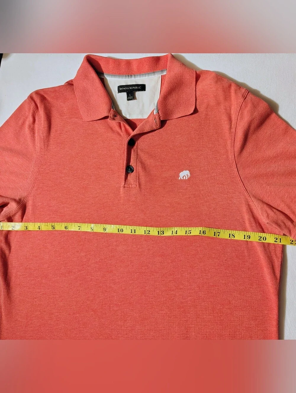 Banana Republic Men’s Red/Orange Polo with Elephant Logo Size L